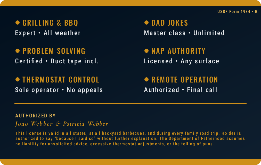 The Official Dad License Card