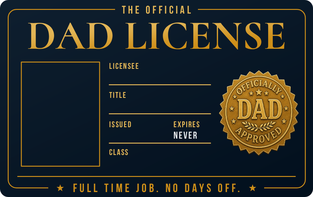 Official Dad License — front